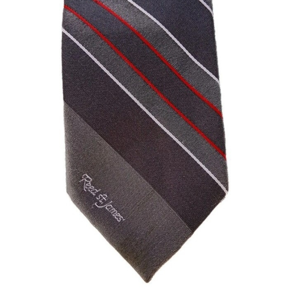 REED ST JAMES Diagonal Striped Necktie 100% Polyester Men's Tie OS Approx. 60"